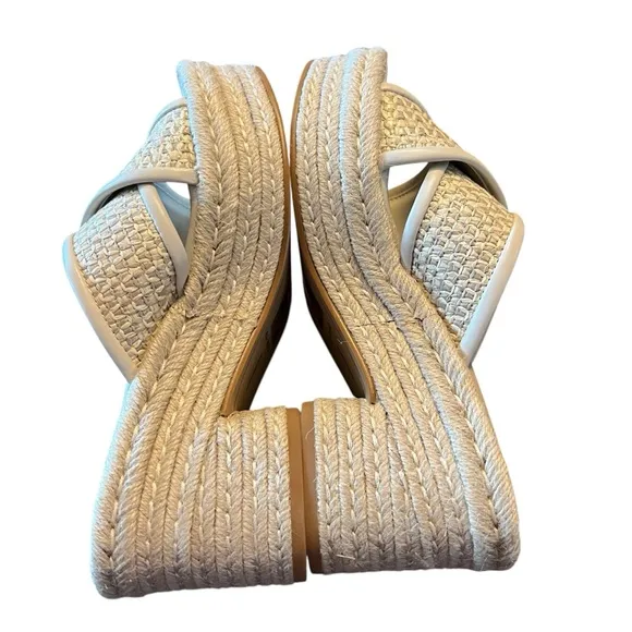 Dolce Vita Eldora Raffia Criss Cross Platform Slide Sandals Neutral NEW 7.5