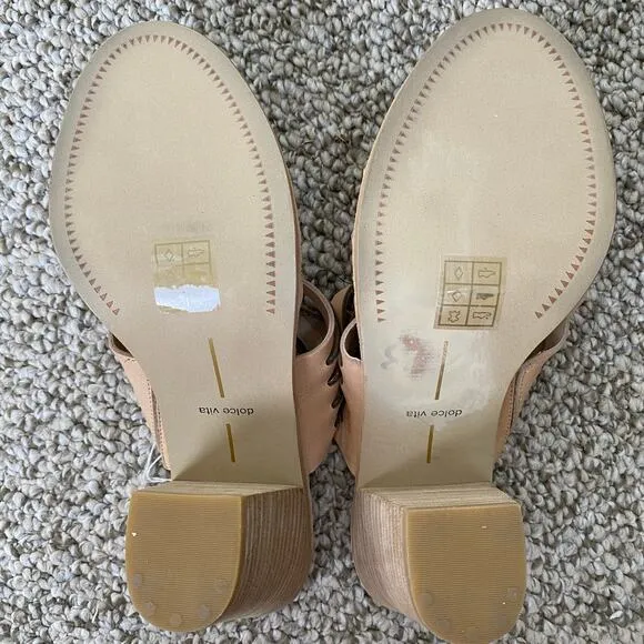Dolce Vita Lorna Heels Size 9 Nude Sandals Leather Neutral Summer Vacation