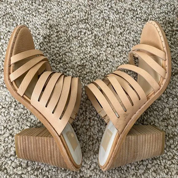 Dolce Vita Lorna Heels Size 9 Nude Sandals Leather Neutral Summer Vacation