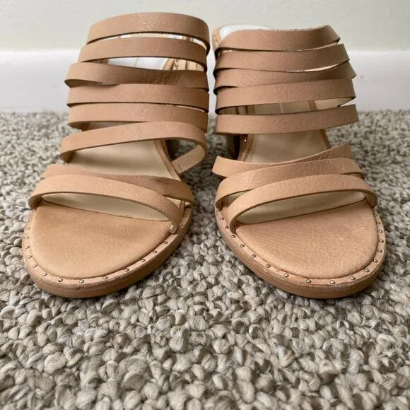 Dolce Vita Lorna Heels Size 9 Nude Sandals Leather Neutral Summer Vacation