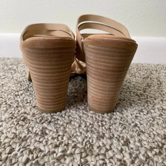 Dolce Vita Lorna Heels Size 9 Nude Sandals Leather Neutral Summer Vacation