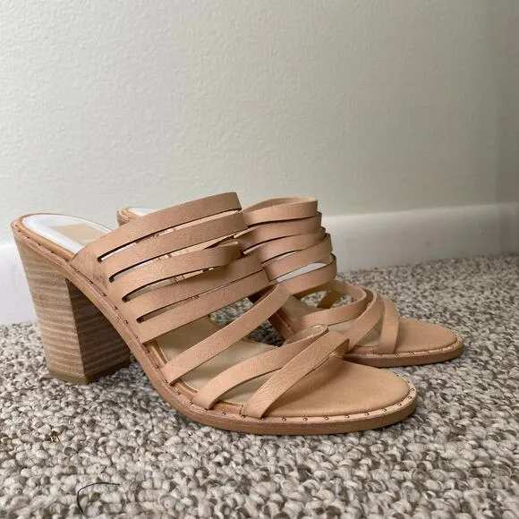 Dolce Vita Lorna Heels Size 9 Nude Sandals Leather Neutral Summer Vacation