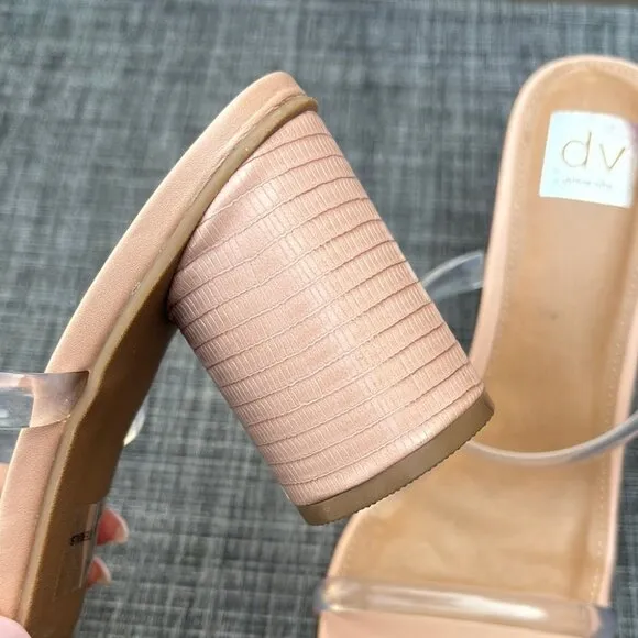 Dolce Vita Nude Clear Strap Women's Block Heel Sandals