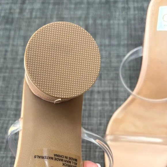 Dolce Vita Nude Clear Strap Women's Block Heel Sandals