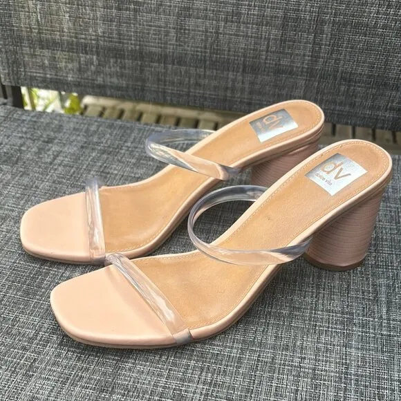 Dolce Vita Nude Clear Strap Women's Block Heel Sandals