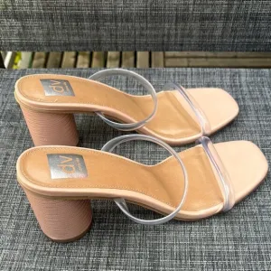 Dolce Vita Nude Clear Strap Women's Block Heel Sandals