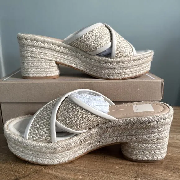 Dolce Vita women's eldora raffia platform sandals Natural 9.5
