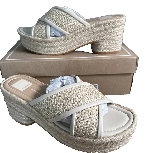 Dolce Vita women's eldora raffia platform sandals Natural 9.5