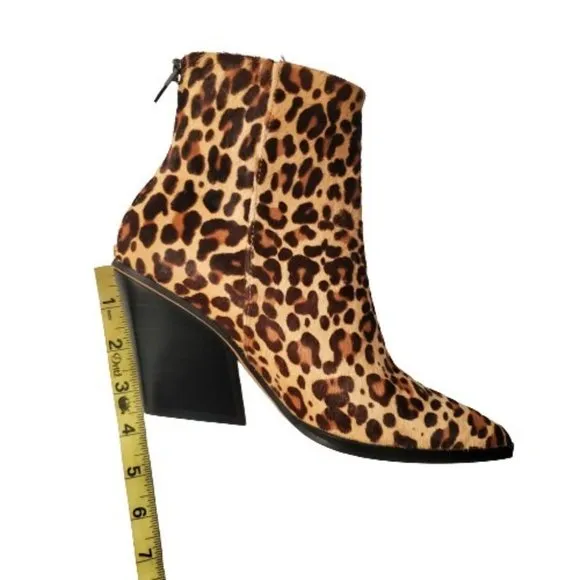 Dolce Vita Women's ISSA Leopard-Print Calf Hair Pointed-Toe Ankle Boots Size 6