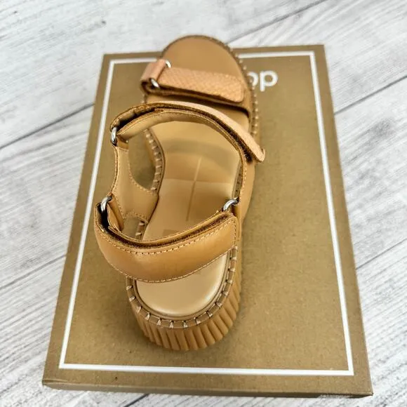 Dolce Vita Women's Tan Toffee Debra Embossed Platform Sandals Size 8.5