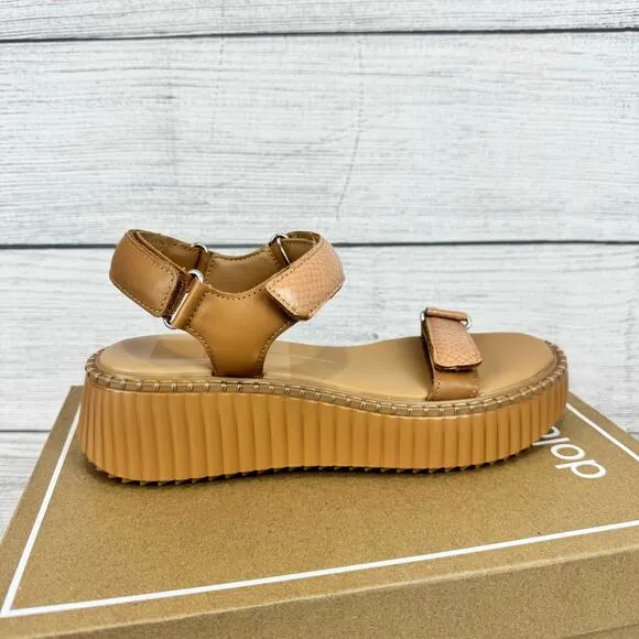 Dolce Vita Women's Tan Toffee Debra Embossed Platform Sandals Size 8.5