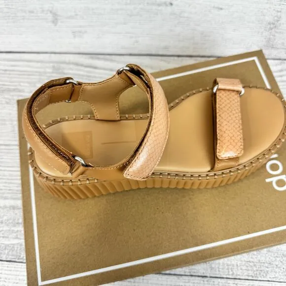 Dolce Vita Women's Tan Toffee Debra Embossed Platform Sandals Size 8.5