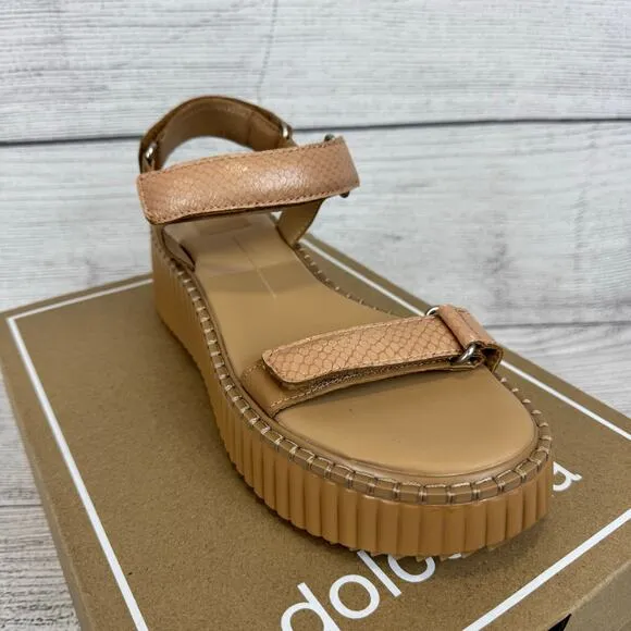 Dolce Vita Women's Tan Toffee Debra Embossed Platform Sandals Size 8.5