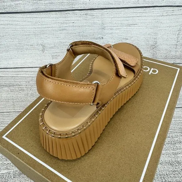 Dolce Vita Women's Tan Toffee Debra Embossed Platform Sandals Size 8.5