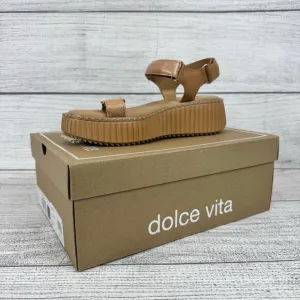 Dolce Vita Women's Tan Toffee Debra Embossed Platform Sandals Size 8.5