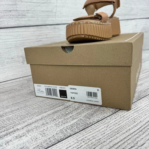 Dolce Vita Women's Tan Toffee Debra Embossed Platform Sandals Size 8.5