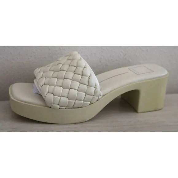 Dolce Vita Women's Sz 8 Ivory Stella Goldy Quilted Strap Platform Sandals