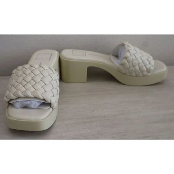 Dolce Vita Women's Sz 8 Ivory Stella Goldy Quilted Strap Platform Sandals