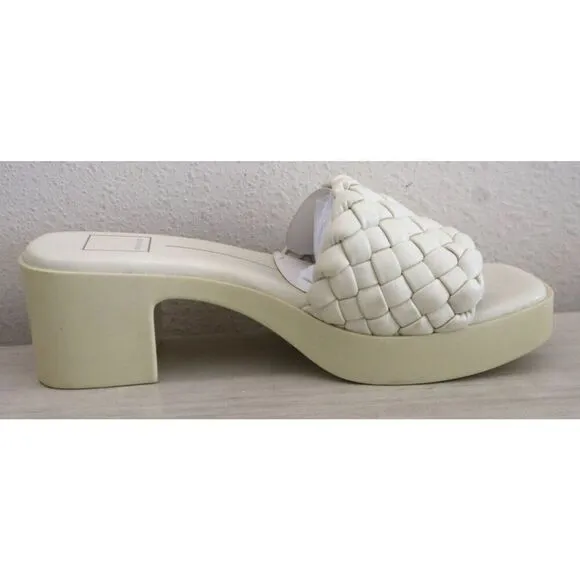 Dolce Vita Women's Sz 8 Ivory Stella Goldy Quilted Strap Platform Sandals