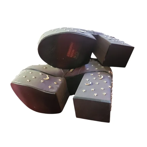 Dolls Kill Studded Gray Holographic Ankle Boots