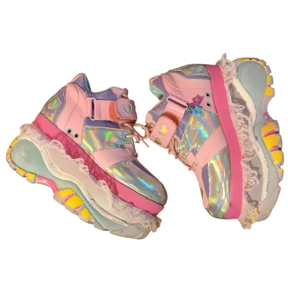 DOLLS KILL Sugar Thrillz Fairy Walker Pastel And Holographic Platform Shoes