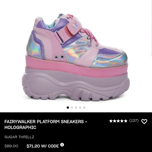 DOLLS KILL Sugar Thrillz Fairy Walker Pastel And Holographic Platform Shoes