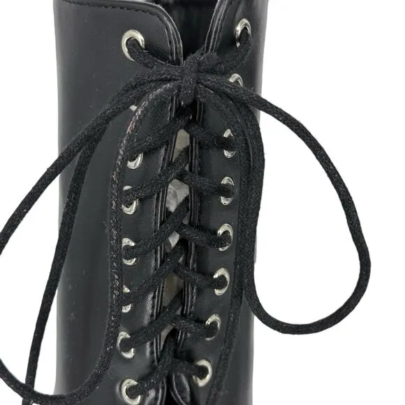 Dolls Kill Women's Widow Black Platform Sandal Booties Lace Up Sz 9 Dark Gothic