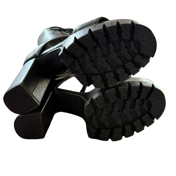 Dolls Kill Women's Widow Black Platform Sandal Booties Lace Up Sz 9 Dark Gothic