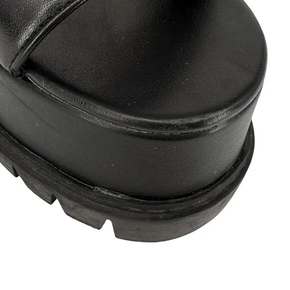 Dolls Kill Women's Widow Black Platform Sandal Booties Lace Up Sz 9 Dark Gothic