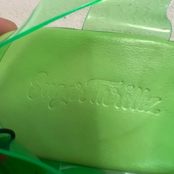 Dolls Kill X Sugar Thrillz Platform Lemon Green Jelly Platform Chunky Sandals 7