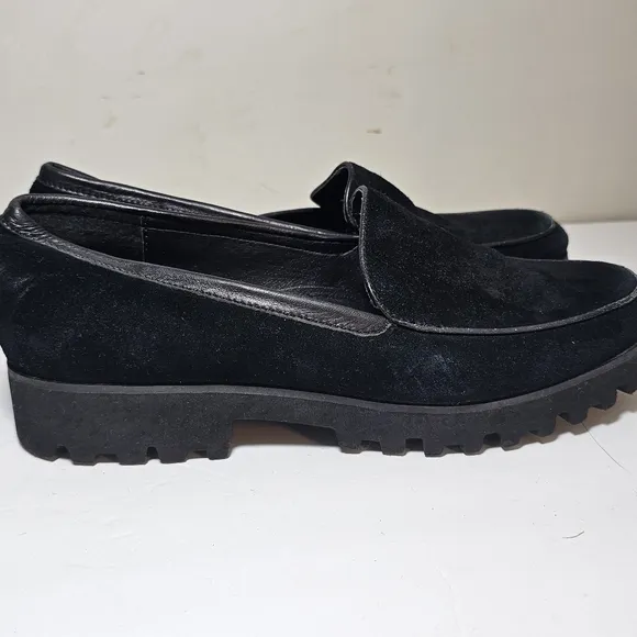 Donald J Pliner Black Suede Elen Lug Sole Flatform Platform Shoes, sz 8.5