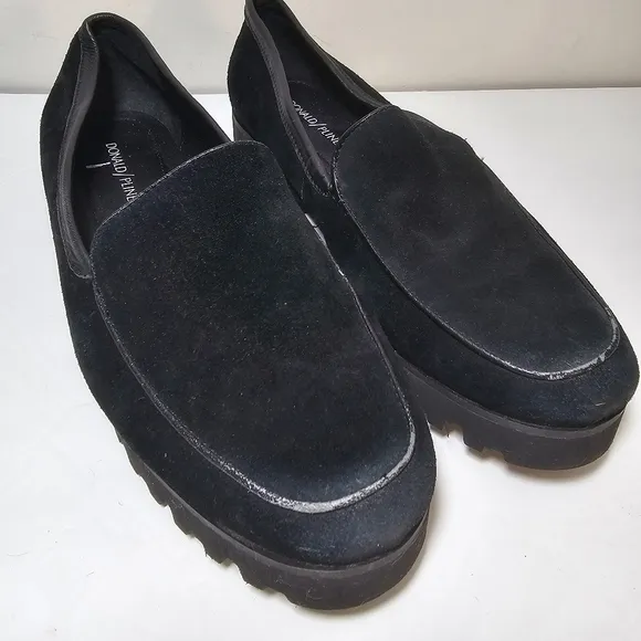 Donald J Pliner Black Suede Elen Lug Sole Flatform Platform Shoes, sz 8.5