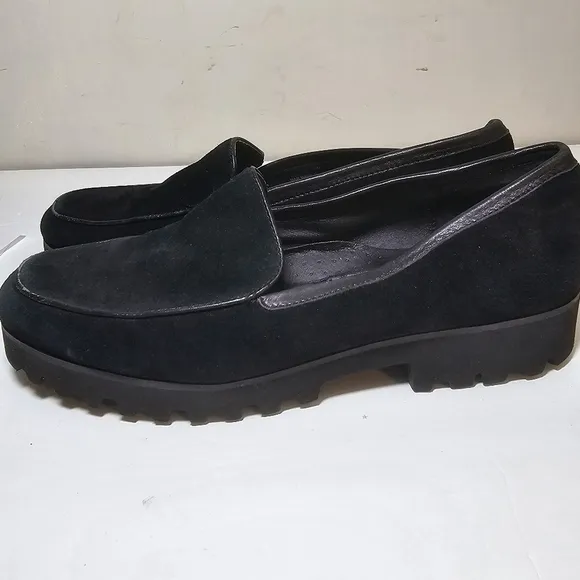 Donald J Pliner Black Suede Elen Lug Sole Flatform Platform Shoes, sz 8.5