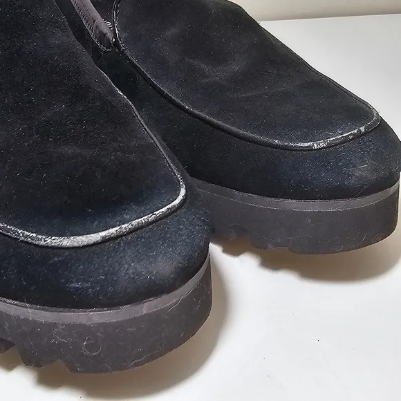 Donald J Pliner Black Suede Elen Lug Sole Flatform Platform Shoes, sz 8.5