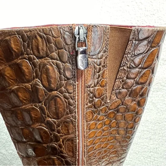 Donald J. Pliner Brown Croc-Embossed Women's 11 Western Boots