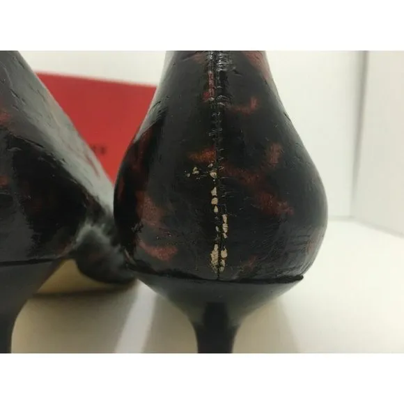 Donald J Pliner Gali Printed Pointed Toe Heel Pump Black Patent Leather US 8