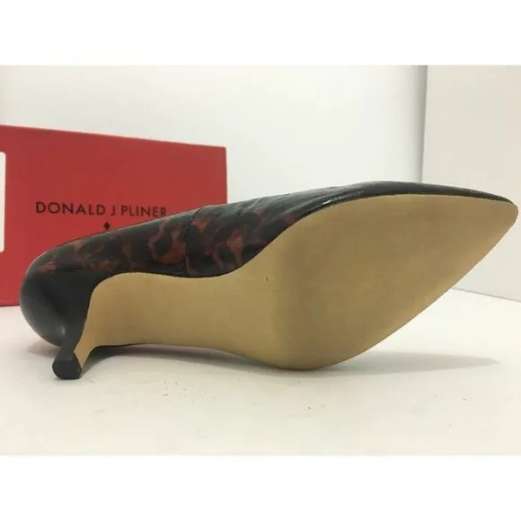 Donald J Pliner Gali Printed Pointed Toe Heel Pump Black Patent Leather US 8