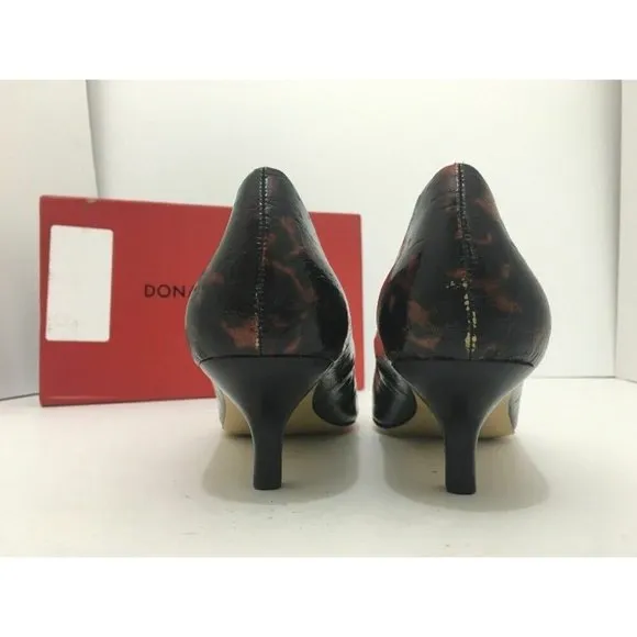 Donald J Pliner Gali Printed Pointed Toe Heel Pump Black Patent Leather US 8