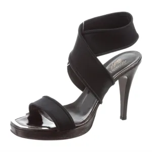 DONALD J PLINER Idra Crossover Sandals Pewter satin elastic 8.5