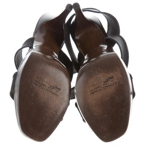 DONALD J PLINER Idra Crossover Sandals Pewter satin elastic 8.5