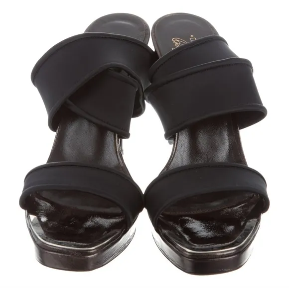 DONALD J PLINER Idra Crossover Sandals Pewter satin elastic 8.5