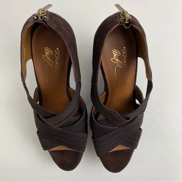 Donald J. Pliner size 8.5 Women’s Espresso Brown Suede Platform Wedge Sandals