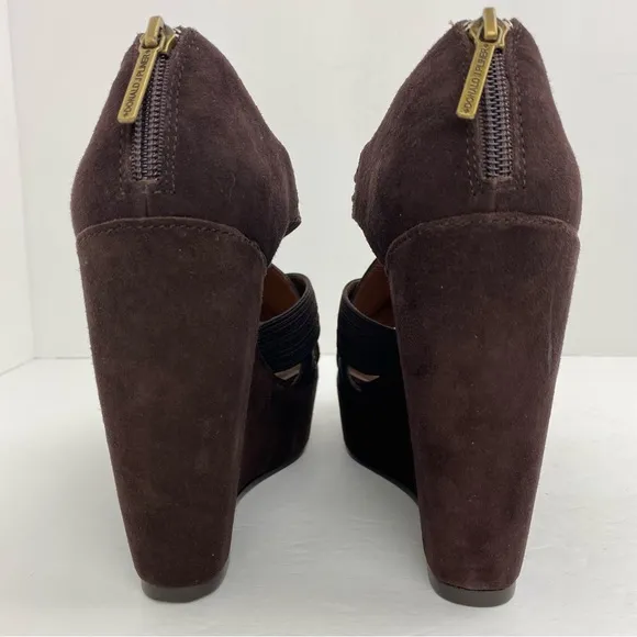 Donald J. Pliner size 8.5 Women’s Espresso Brown Suede Platform Wedge Sandals