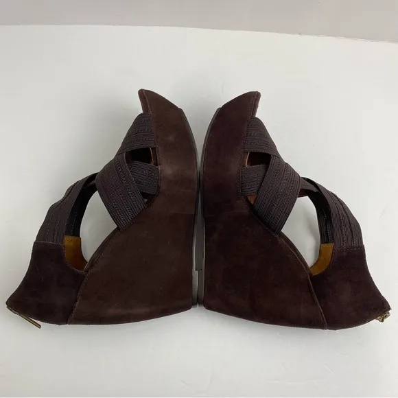 Donald J. Pliner size 8.5 Women’s Espresso Brown Suede Platform Wedge Sandals