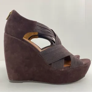 Donald J. Pliner size 8.5 Women’s Espresso Brown Suede Platform Wedge Sandals