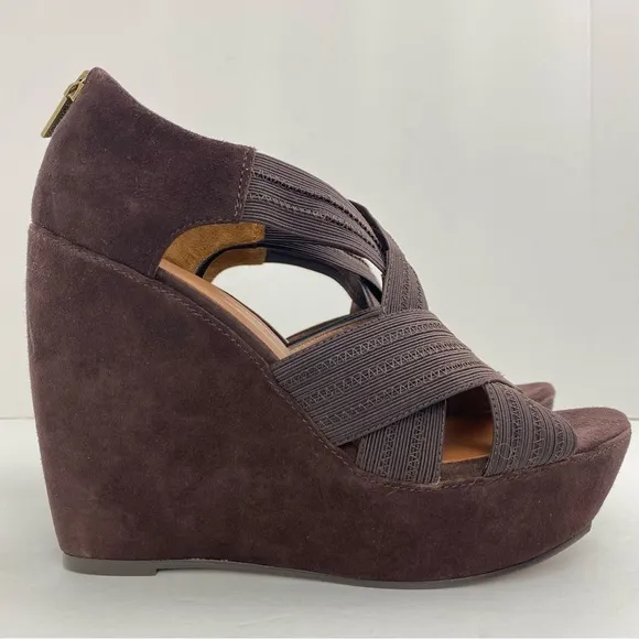 Donald J. Pliner size 8.5 Women’s Espresso Brown Suede Platform Wedge Sandals