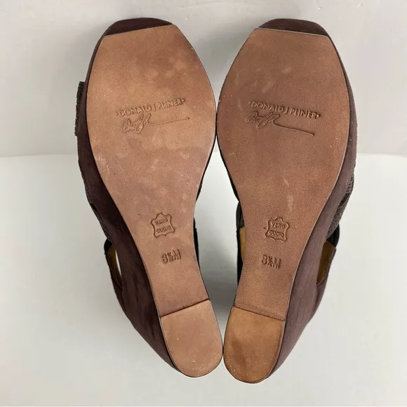 Donald J. Pliner size 8.5 Women’s Espresso Brown Suede Platform Wedge Sandals
