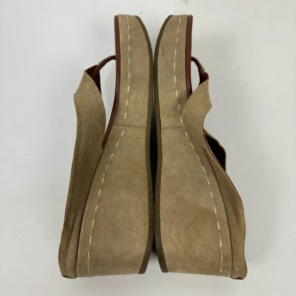 Donald J Pliner Tan Leather Suede Thong Platform Sandals
