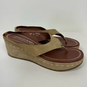 Donald J Pliner Tan Leather Suede Thong Platform Sandals