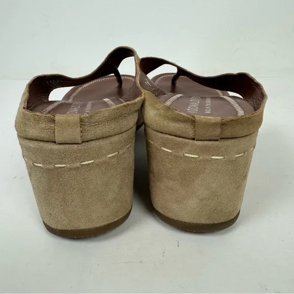 Donald J Pliner Tan Leather Suede Thong Platform Sandals
